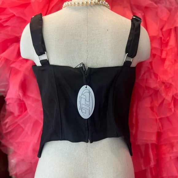 POSTER GIRL Elegant Black Corset Tank Top - Picture 4 of 6